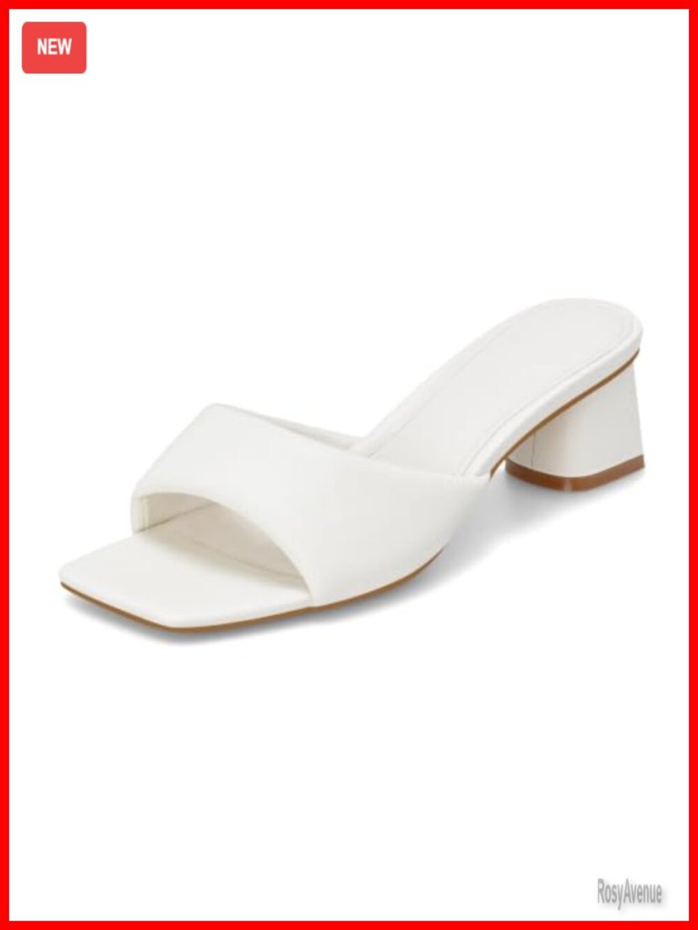 Square Open Toe Chunky Block Low Heel Mules Slip On Heeled Sandals Women Casual